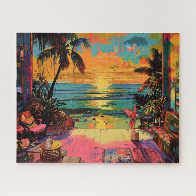Puzzle Fenêtre vers le paradis - Beachside Pop Art (Horizontal)