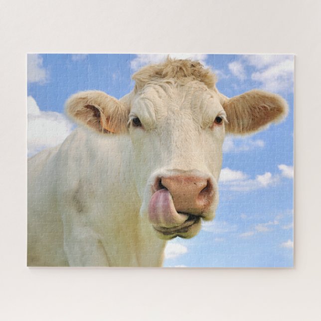Puzzle Ferme Charolais Charolais Vache Licking Nse (Horizontal)