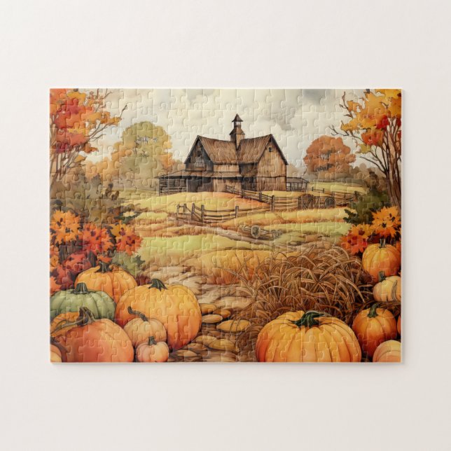Puzzle Ferme citrouille automne récolte Thanksgiving (Horizontal)