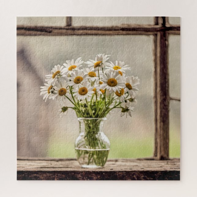 Puzzle Ferme Daisy Bouquet Dans Fenêtre (Vertical)