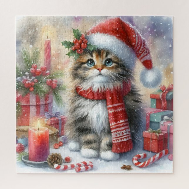 Puzzle Festif et adorable, Cosy Christmas Kitten (Vertical)