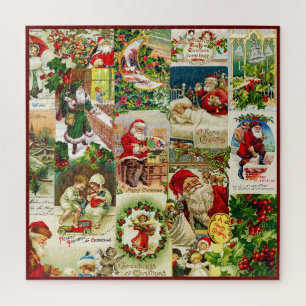 Puzzle Festif Vintage Victorien Noël Père Noël Collage