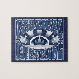 Puzzle Festival Dreaming Vintage Retro Navy-White Graphic