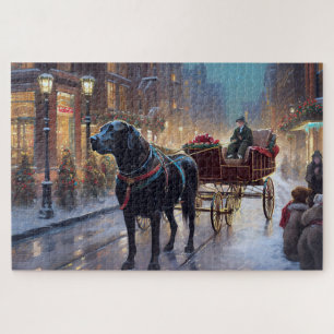 Puzzle Festive de Noël au Labrador noir