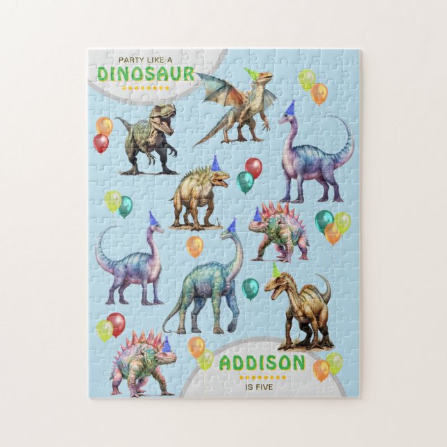 Puzzle Fête Comme Un Dinosaure Cadeau Personnalisé Annive (Vertical)