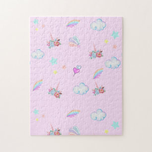Puzzle Fête d'anniversaire avec la licorne arc-en-ciel ma