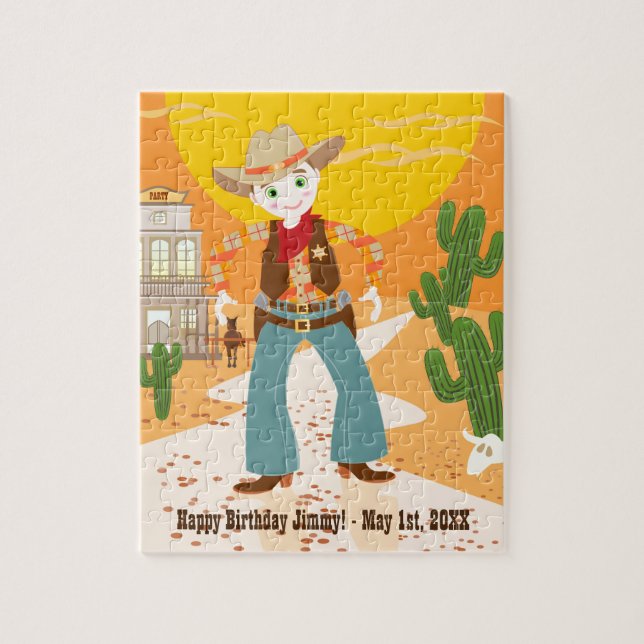Puzzle Fête d'anniversaire d'enfant de cowboy (Vertical)