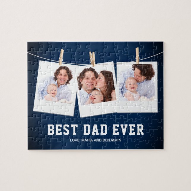 Puzzle Fête des pères | Collage photo Best Dad Ever 3 (Horizontal)