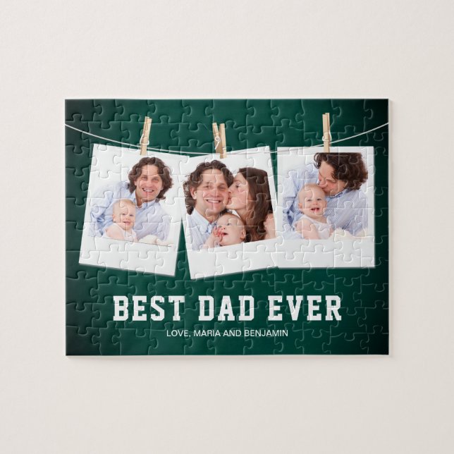 Puzzle Fête des pères| Collage photo de Best Dad Ever 3 (Horizontal)