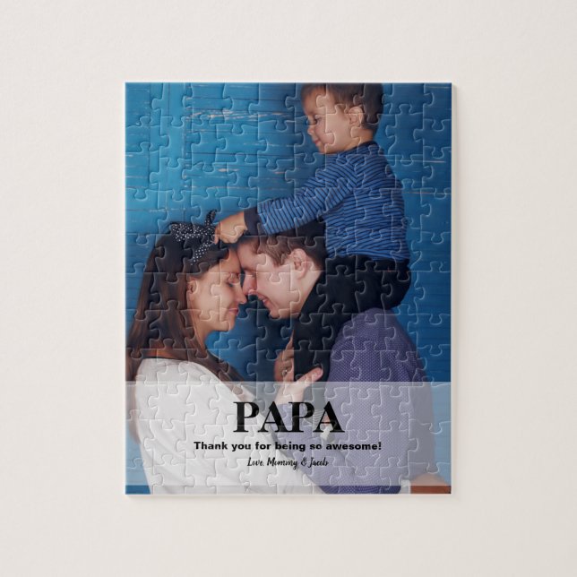 Puzzle Fête des pères de message photo PAPA personnalisée (Vertical)