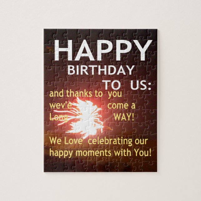 Puzzle Fête Fireworks avec message Merci (Vertical)