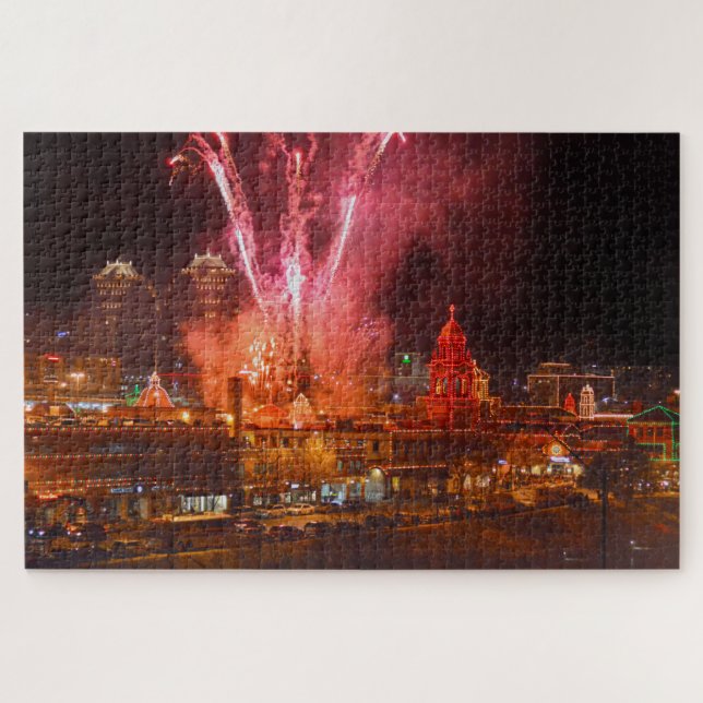 Puzzle Feu d'artifice rouge sur la Plaza, Kansas City (Horizontal)