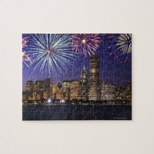 Puzzle Feu d'artifice sur la skyline de Chicago