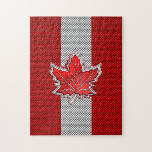 Puzzle Feuille d'érable rouge canadienne en fibre de carb