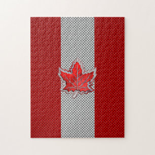 Puzzle Feuille d'érable rouge canadienne sur papier à fib