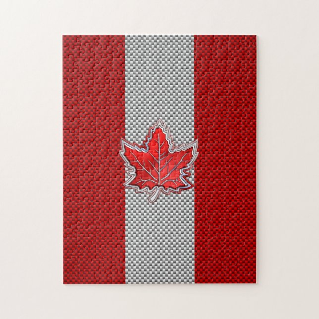 Puzzle Feuille d'érable rouge canadienne sur papier à fib (Vertical)