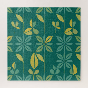 Puzzle Feuille géométrique botanique sarcelle moderne du
