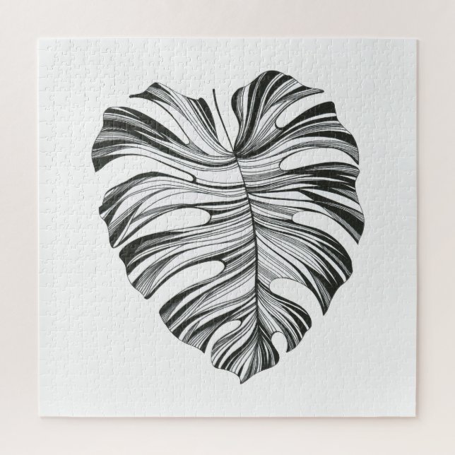 Puzzle Feuille Monstera : Élément Naturel Tropical. (Vertical)
