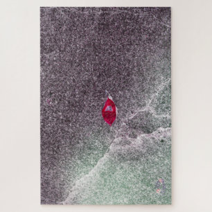 Puzzle Feuille rouge avec sable tacheté