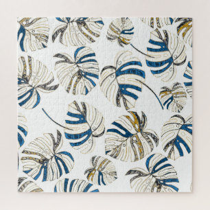 Puzzle Feuille tropicale colorée, motif moderne.