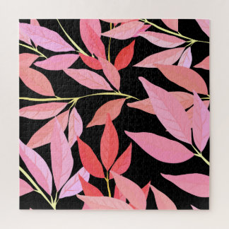 Puzzle Feuilles botaniques, motif sans couture colorée.