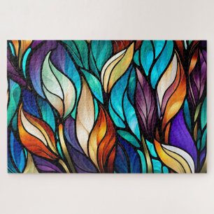Puzzle Feuilles colorés en verre tendu