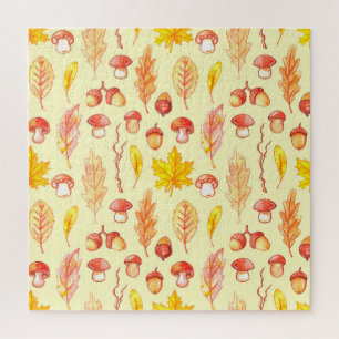 Puzzle Feuilles d'automne : aquarelle papier peint rétro