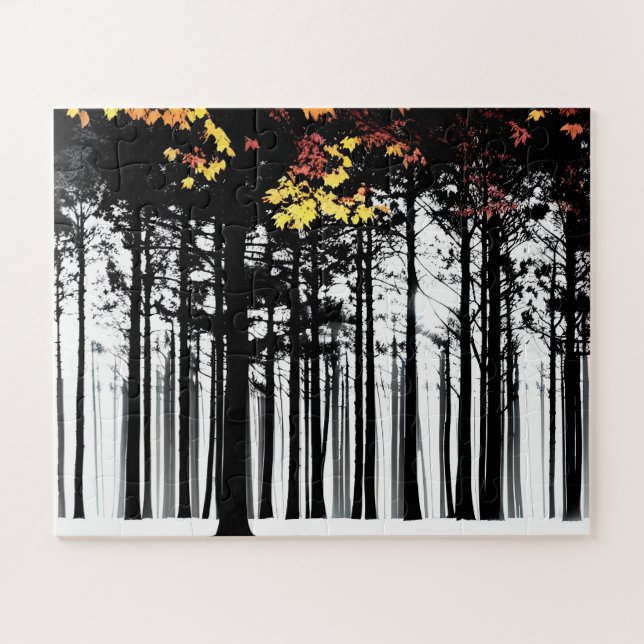 Puzzle Feuilles d'automne en Forêt Noire et Blanche pour  (Horizontal)