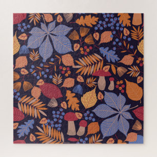 Puzzle Feuilles D'Automne, Illustration De Champignons Vi