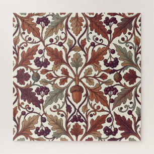Puzzle Feuilles de chêne glands baies style William Morri