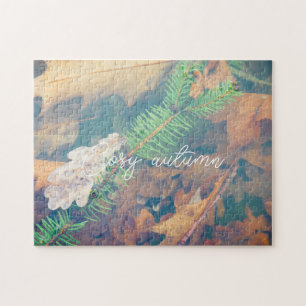 Puzzle Feuilles de chêne orange sous l'eau