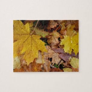 Puzzle Feuilles de Érable Tombées Jaune Automne Nature