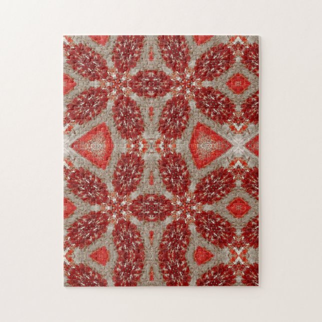 Puzzle Feuilles de rubis d'art géométrique sur neige (Vertical)