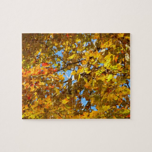Puzzle Feuilles d'érable jaune et ciel bleu (Horizontal)