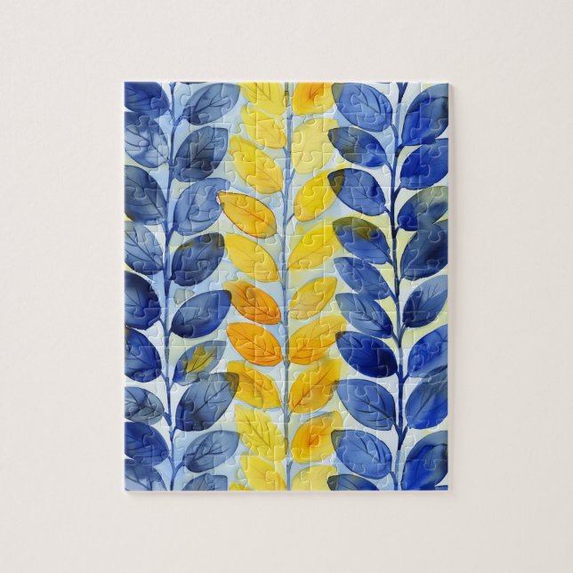 Puzzle Feuilles jaune et bleu (Vertical)