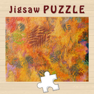 Puzzle Feuilles orange Art de marbrure Automne Vibes -