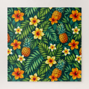 Puzzle Feuilles tropicales et motif ananas