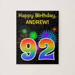 Puzzle Feux d'artifice amusants + motif arc-en-ciel "92"