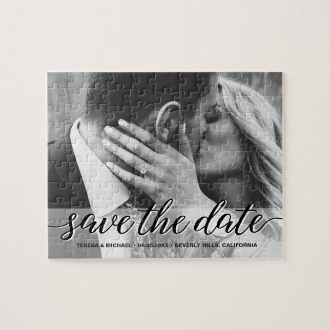 Puzzle Fiançailles Photo Mariage Enregistrer la date (Horizontal)