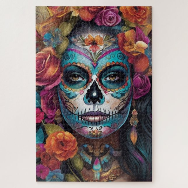 Puzzle Fiesta florale : Une femme se promène Dia de los M (Vertical)