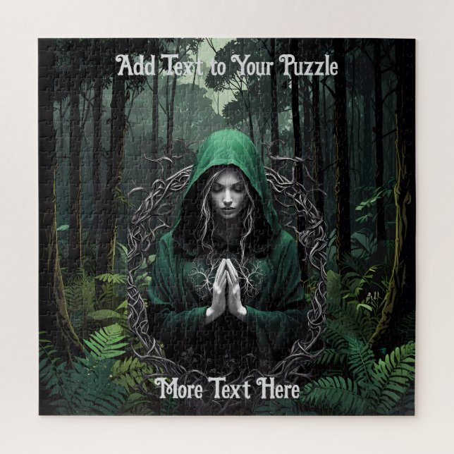 Puzzle Figure mystique verte dans moody Woods prier (Vertical)