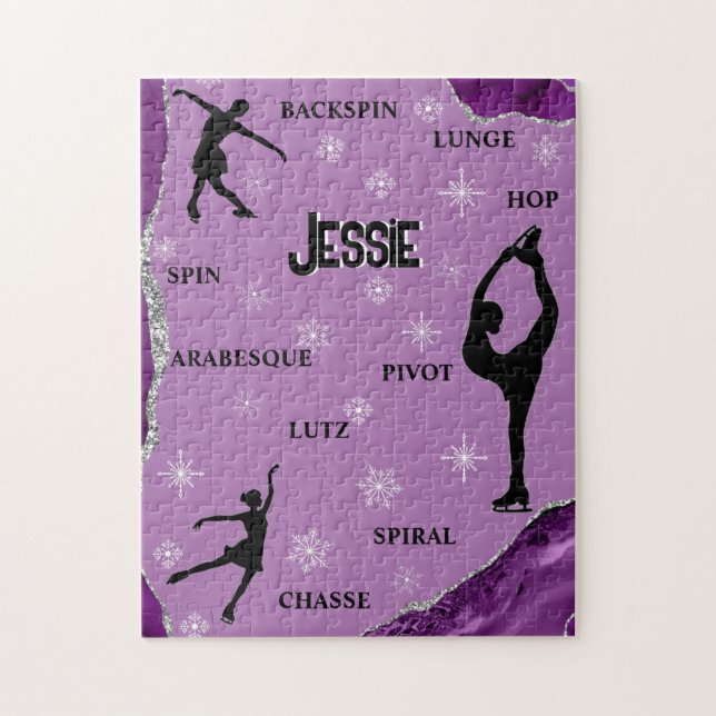 Puzzle Figure Patinage Flocon de neige violet Marbre d'ar (Vertical)