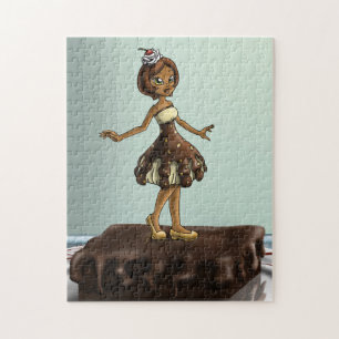 Puzzle Fille afro-américaine et sundae au chocolat