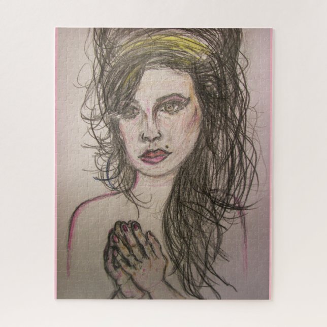 Puzzle fille aux cheveux de ruche priant (Vertical)