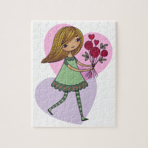 Puzzle Fille aux fleurs