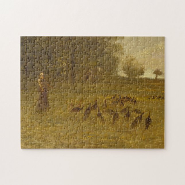 Puzzle Fille avec des dindes (Horizontal)