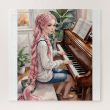 Puzzle - Fille avec piano