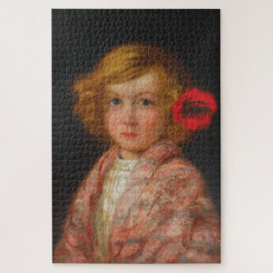 Puzzle Fille avec une fleur rouge dans ses cheveux