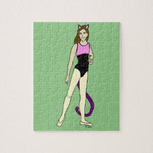 Puzzle fille chat 