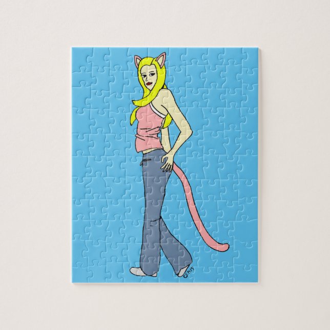 Puzzle fille chat   (Vertical)